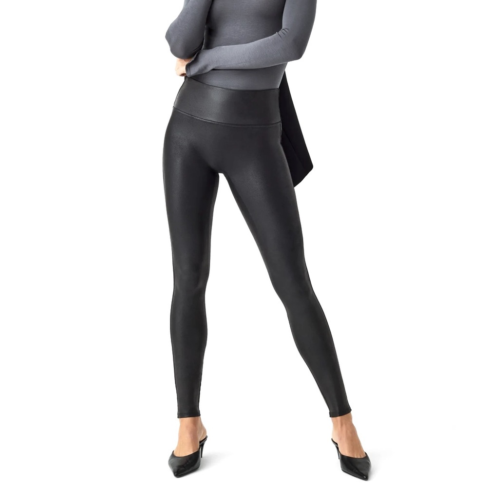 SPANX faux leather leggings, size M